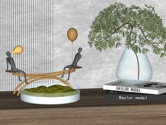 Modern vase ornaments books 3d model