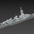 Military Warship With Deck Weapon Systems Radar Antenna And Bridge Structure