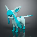 Game Anime Character Glaceon 3D Model With Blue White Geometric Design And Ears Tail Features