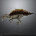 Realistic Spinosaurus Dinosaur 3D Model With Brown Sail And Open Mouth