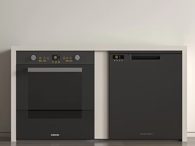 Modern Built in Kitchen Appliances With Black And White Sleek Design 3d model