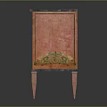 Vintage Pink Chest Of Drawers With Green Decorations And Slender Legs
