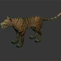 Realistic Striped Tiger Like Creature 3D Model in Standing Pose With Open Mouth Sharp Teeth 3d model