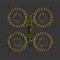 Colorful Coiled Microscopic Structures With Yellow Black Stripes And Green Filaments Model