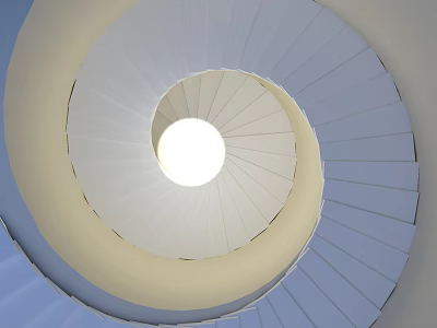 Modern Spiral Staircase Design With White Steps And Circular Skylight 3d model