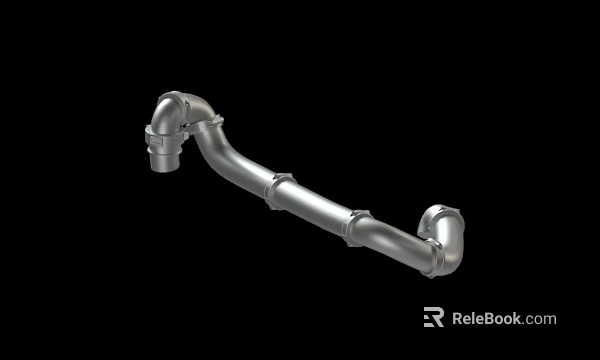 Industrial Stainless Steel Curved Plumbing Fitting With Multiple Connecting Ports 3d model 