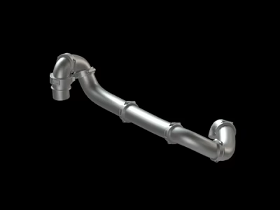 Industrial Stainless Steel Curved Plumbing Fitting With Multiple Connecting Ports 3d model