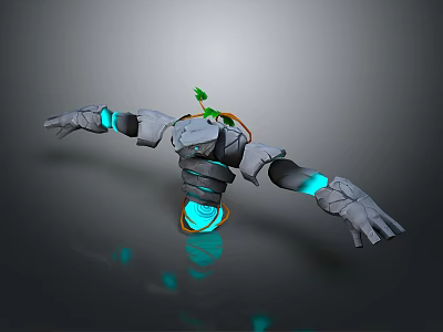 Home Decorative Figurine With Gray Body Blue Glowing Accents And Green Top Ornament 3d model