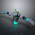 Home Decorative Figurine With Gray Body Blue Glowing Accents And Green Top Ornament