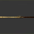 Antique Rifle With Carved Wooden Stock And Golden Barrel Details