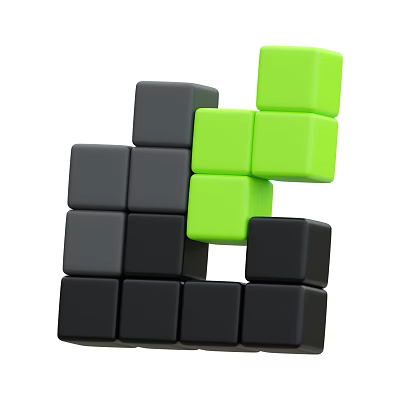 Creative Stacked Black and Green Building Blocks Cube Structure Design 3d model