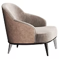 Elegant Light Brown Upholstered Single Sofa With Curved Backrest And Black Legs 3d model