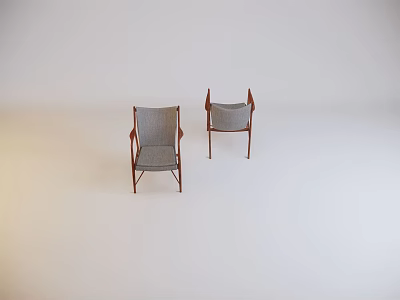 Two Modern Leisure Chairs With Wooden Frame And Soft Fabric Seat Design 3d model