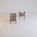 Two Modern Leisure Chairs With Wooden Frame And Soft Fabric Seat Design