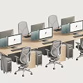 Modern Office Workstations With Ergonomic Chairs And Computer Monitors 3d model