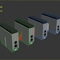Four Metal Turnstiles with Red Green Indicators for Modern Security Access 3d model