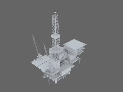 Detailed 3D Model of Industrial Oil Drilling Platform With Drilling Tower Structure 3d model
