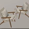 Leisure Chairs With Wooden Frame And Striped Cushions Minimalist Design Upholstered Seating