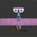 Pink Biplane Model With Blue Body Orange Propeller And X Mark For Space Education