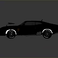 Black Stylish Modified Muscle Car Featuring Rear Spoiler Hood Scoop And Aggressive Exterior Design
