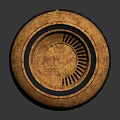 Decorative Brown Vase Adorned With Black Greek Key Pattern And Black Rim Base