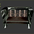 Artistic Wooden Bench Design With Intricate Metal Scrollwork And Elegant Structure