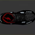 High Top Shoes With Red And Black Colorway Glowing Details Joyful Metal Text And Reflective Sole