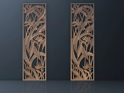Decorative Carved Screens With Intricate Leaf And Vine Patterns For Modern Home Interior Decoration 3d model