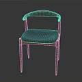 Modern Wooden Chair With Curved Armrests And Blue Cushion Seat For Home Furniture