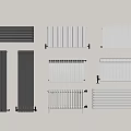 Wall Mounted Radiators in Grey and White with Various Panel Designs 3d model