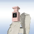 Tom Ford Rose Prick Eau de Parfum in Pink Bottle on Rock with Scenic Background
