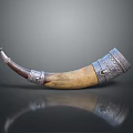 Elegant Horn Shaped Furniture Decoration With Wooden Body And Metal Carved Details