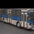 Blue And White City Bus With Multiple Doors Large Windows And Number 95 Design