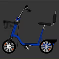 Blue Electric Bike With Front Basket Black Seat And Red Accent Wheels