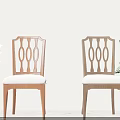 Wooden Dining Chairs With Openwork Backrest And Upholstered Seats In Cozy Interior