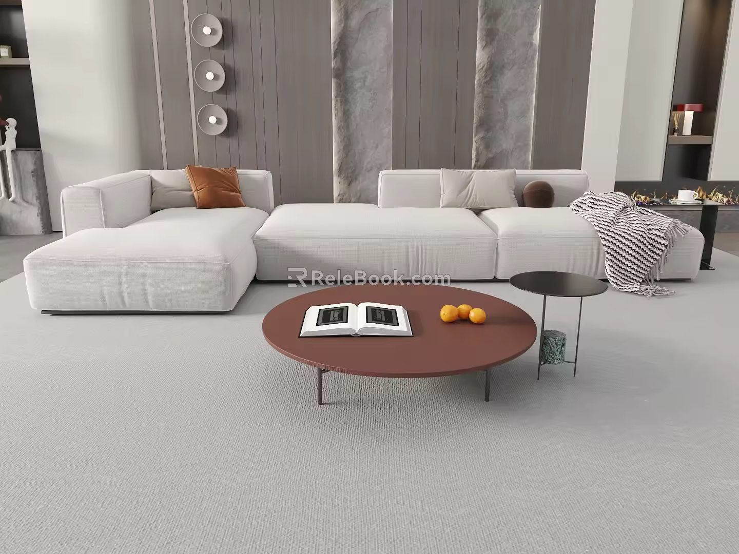 Modern three-seat sofa combination 3d model