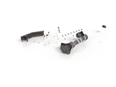 Disassembled Mechanical Equipment Components With Metal Screws And Black Parts 3d model
