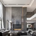 Modern Loft Living Room With High Ceiling Large Windows And Gray Furniture