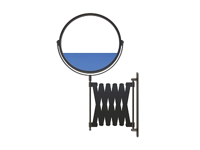 Round Black Framed Mirror with Wavy Design Stand for Modern Home Decor 3d model