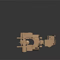 3D Rendering Of Copper Colored Mechanical Device With Platform Motor Long Rod And Components