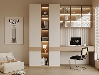 Modern desk and chair bookcase 3d model