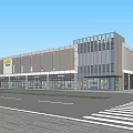 Elegant Modern Shopping Mall Exterior With Glass Windows Pedestrians And Cars