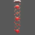 Hanging Red Lanterns with Multiple Small Lanterns and Circular Decorations 3d model