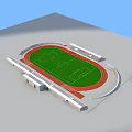 Soccer Field Design With Green Turf Red Running Track And Surrounding Stands