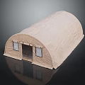 Beige Outdoor Tent With Textured Fabric Semicircular Structure Two Windows And Door 3d model