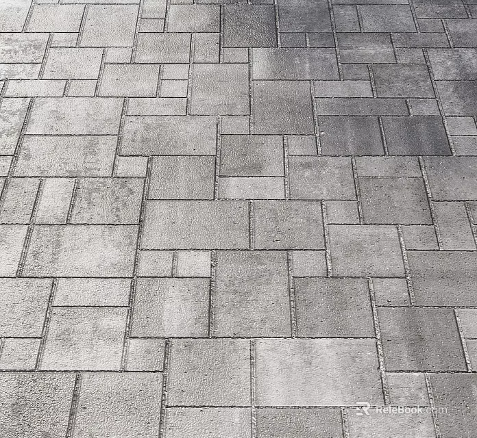 Modern Grey Floor Tiles With Square Patterned Layout And Textured Surface 3d model 