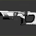 Futuristic Sci Fi Gun With Metallic Finish And Ergonomic Grip Structure