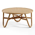 Round Rattan Coffee Table With Curved Crossed Legs For Living Room Decor