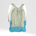 Light Gray And Blue Canvas Backpack With Front Pocket For Everyday Use 3d model