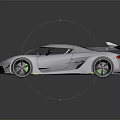 Silver Gray High Performance Supercar With Sleek Body Green Accent Strip And Large Rear Wing